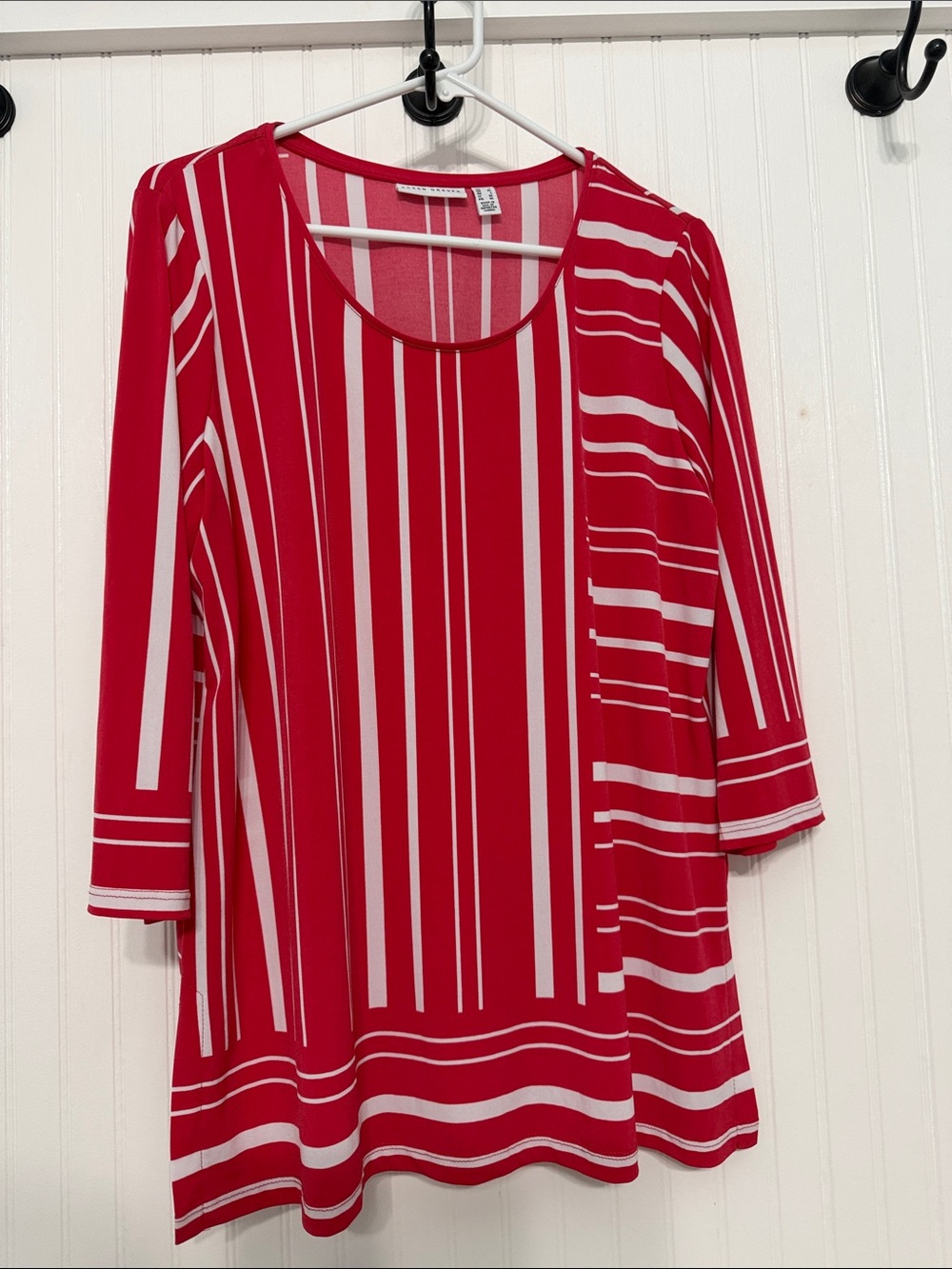 SusanGraver Liquid Knit 3/4 Slv Jersey EASYCARE Stripes